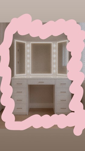 White vanity set lighted - white,